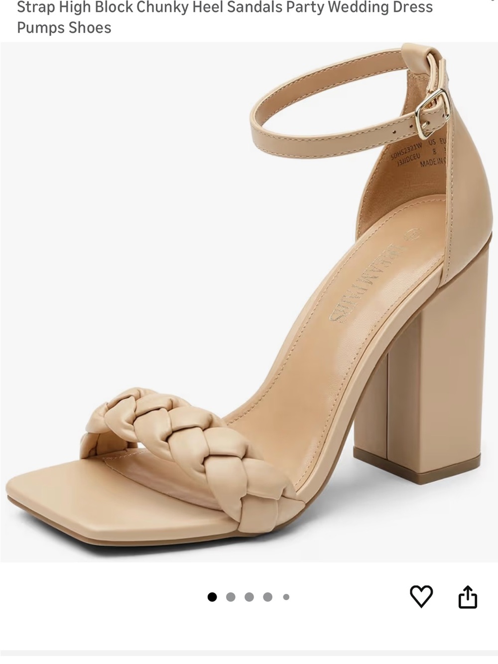 Amazon Dream Pairs Heels Braided Open Toe Chunky Nude Heel!